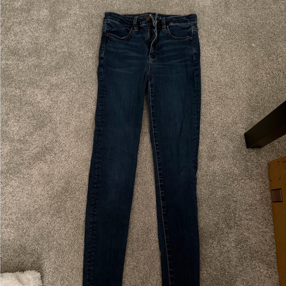 American Eagle high-waisted dark wash skinny jeans